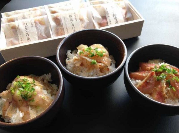 画像1: 剣先イカ・炙りのどぐろ・金太郎（ひめじ）の海鮮三種漬け丼【3種ｘ30ｇｘ3食入】 (1)